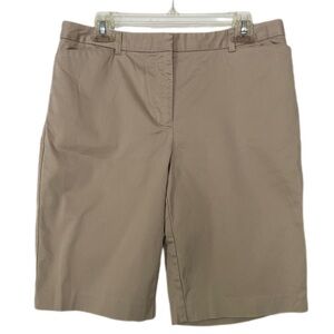 Liz Claiborne Jackie Bermuda Shorts Tan Classic Style Mid Rise Size 10
